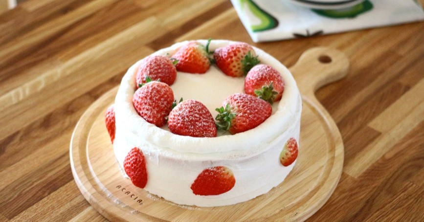 딸기 생크림 케이크 , 생일 케이크 만들기 