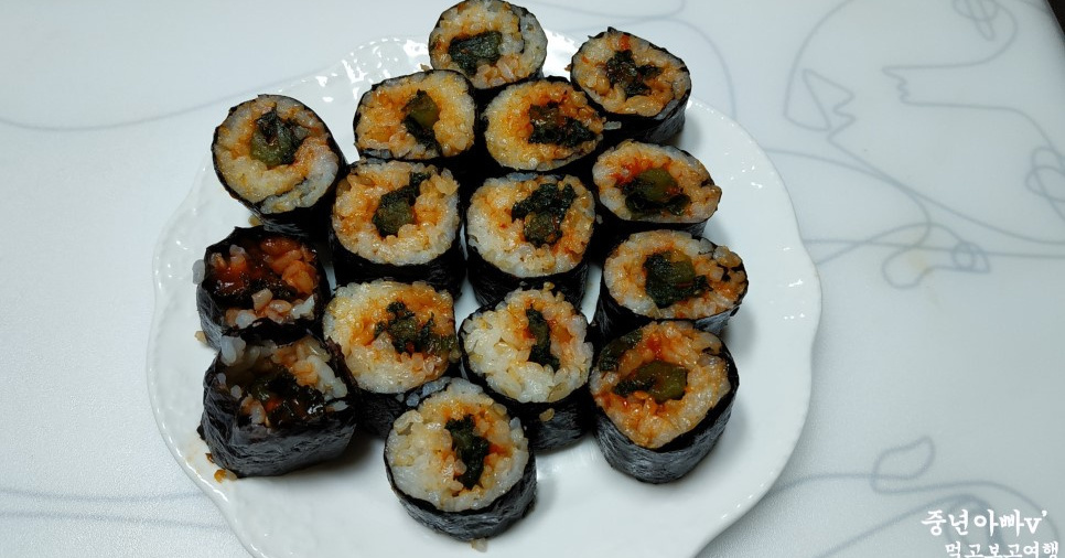갓김치로 만드는 별미 김밥, 초간단 김밥 레시피.
